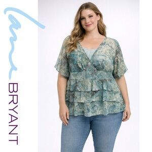 NEW Lane Bryant teared Shortsleeved peplum v-neck built-in Cami blouse sz 14/16